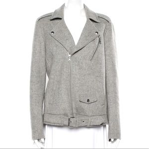 Theory Grey Wool Biker Jacket